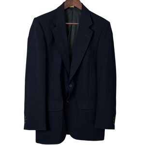 Stafford Mens 36R Blazer Sport‎ Coat Navy Blue Hopsack Deconstructed USA Classic